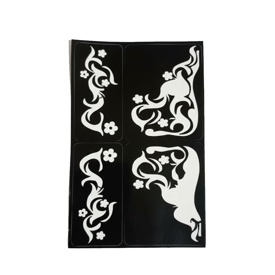 استنسل الحناء، تصميم زخرفي أنيق - ركن الأزهار الأنيقة