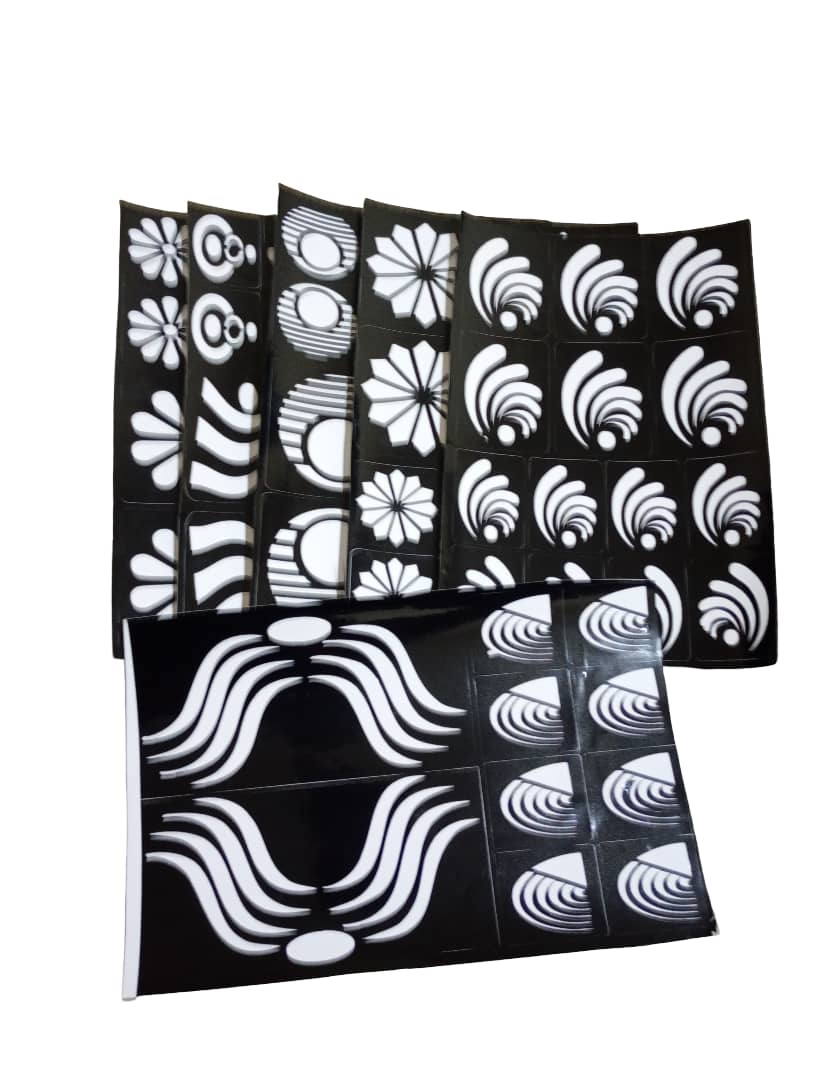 Henna Stencil, Elegant Decorative Design - 6 Assorted