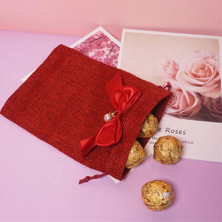 Linen Pouch Jute Burlap Drawstring Fabric Storage Bags