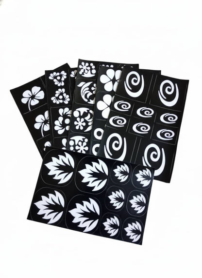 Henna Stencil, Elegant Decorative Design - 6 Assorted