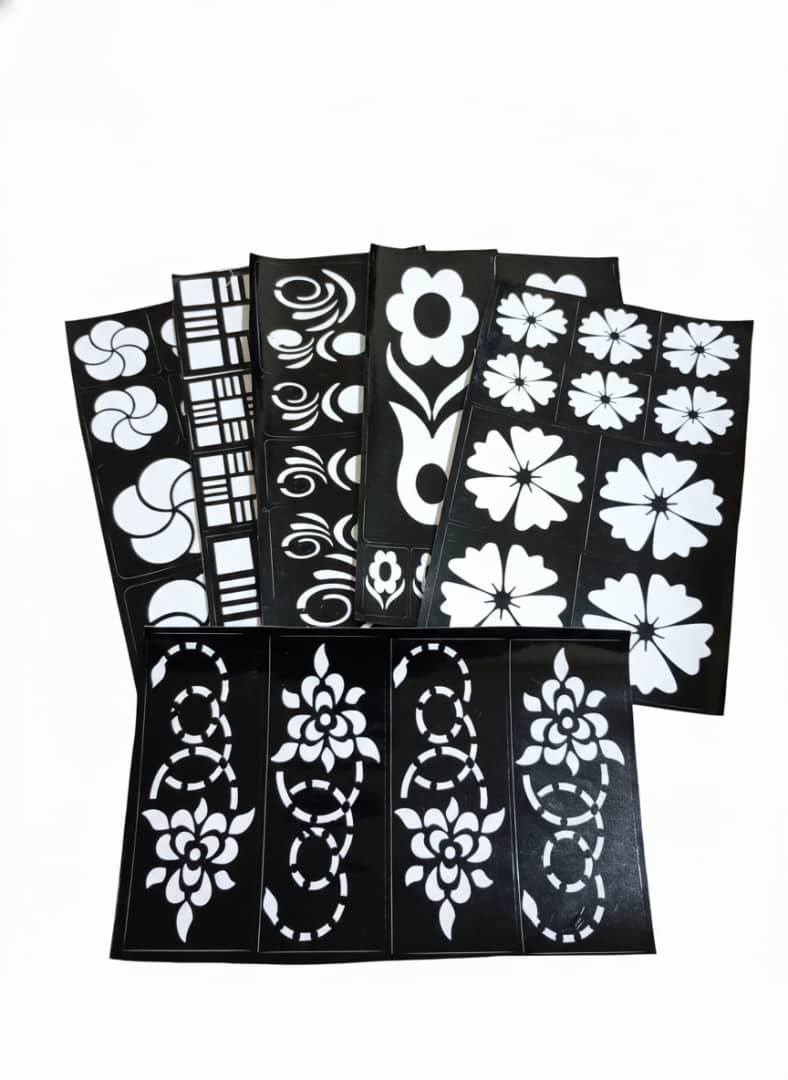 Henna Stencil, Elegant Decorative Design - 6 Assorted