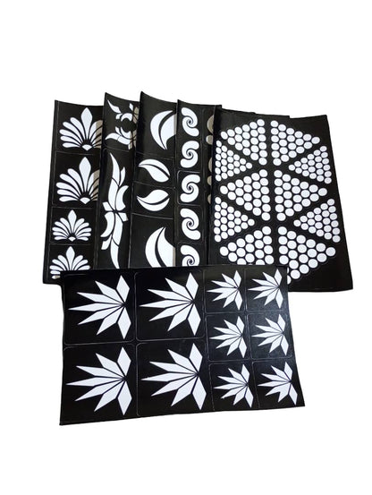Henna Stencil, Elegant Decorative Design - 6 Assorted