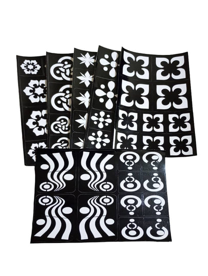 Henna Stencil, Elegant Decorative Design - 6 Assorted