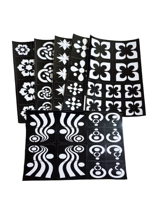 Henna Stencil, Elegant Decorative Design - 6 Assorted