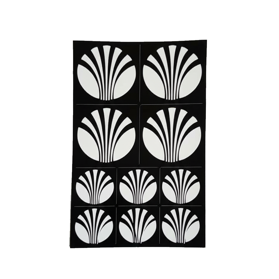 Henna Stencil, Elegant Decorative Design - Striped Half-Circle Fan