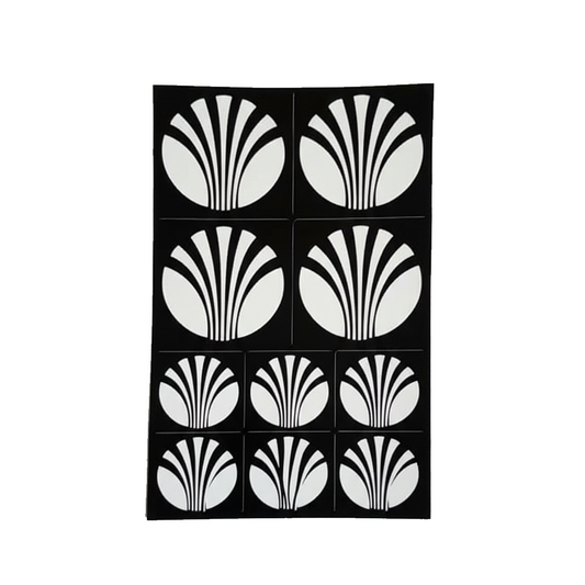 Henna Stencil, Elegant Decorative Design - Striped Half-Circle Fan